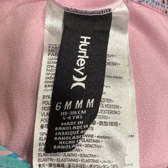 Hurley Tropical Pink Blue Two Piece Bathing Swimsuit Girls 5-6 - Picture 2 of 3